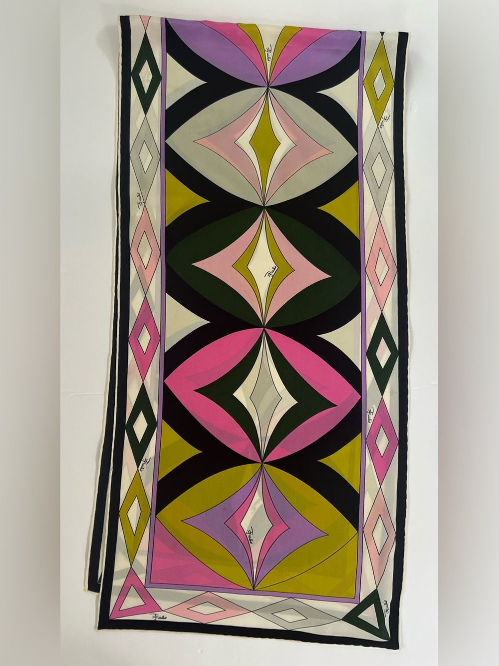 Emilio Pucci Pink, Green & Black Geometric Silk Panel
